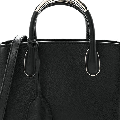 Grained Calfskin Small Open Bar Tote Black