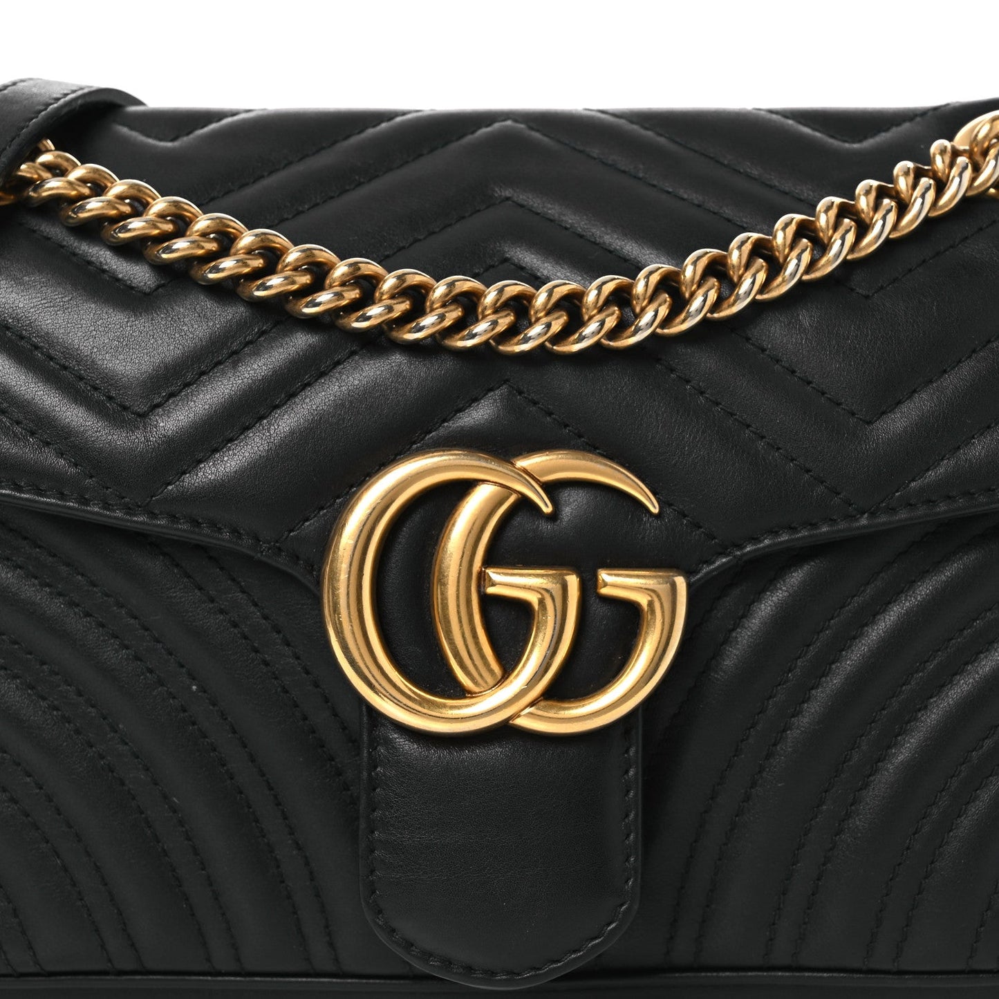 Calfskin Matelasse Small GG Marmont Shoulder Bag Black