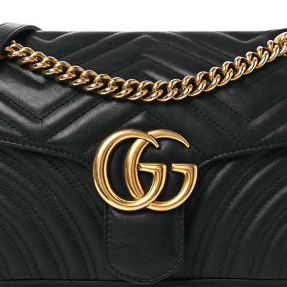 Calfskin Matelasse Small GG Marmont Shoulder Bag Black