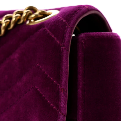 Velvet Matelasse Medium GG Marmont Shoulder Bag Fuchsia Violet Cyclamen