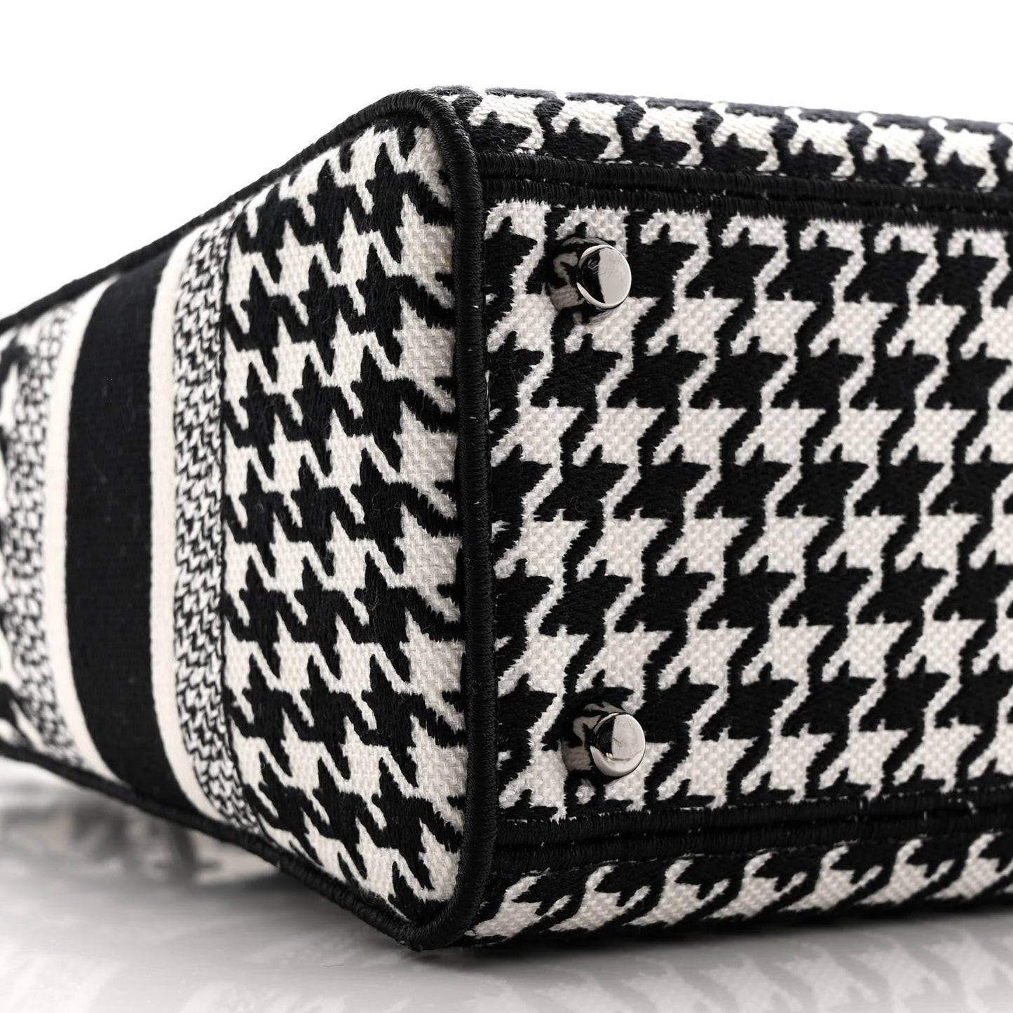 Canvas Houndstooth Embroidered Medium Lady D-Lite Black White