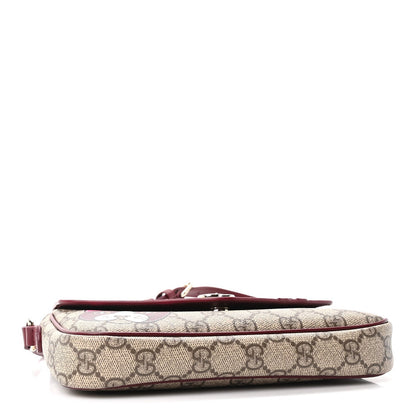 GG Supreme Monogram Cat Print Mini Shoulder Bag Beige Ebony Rosso Ancora
