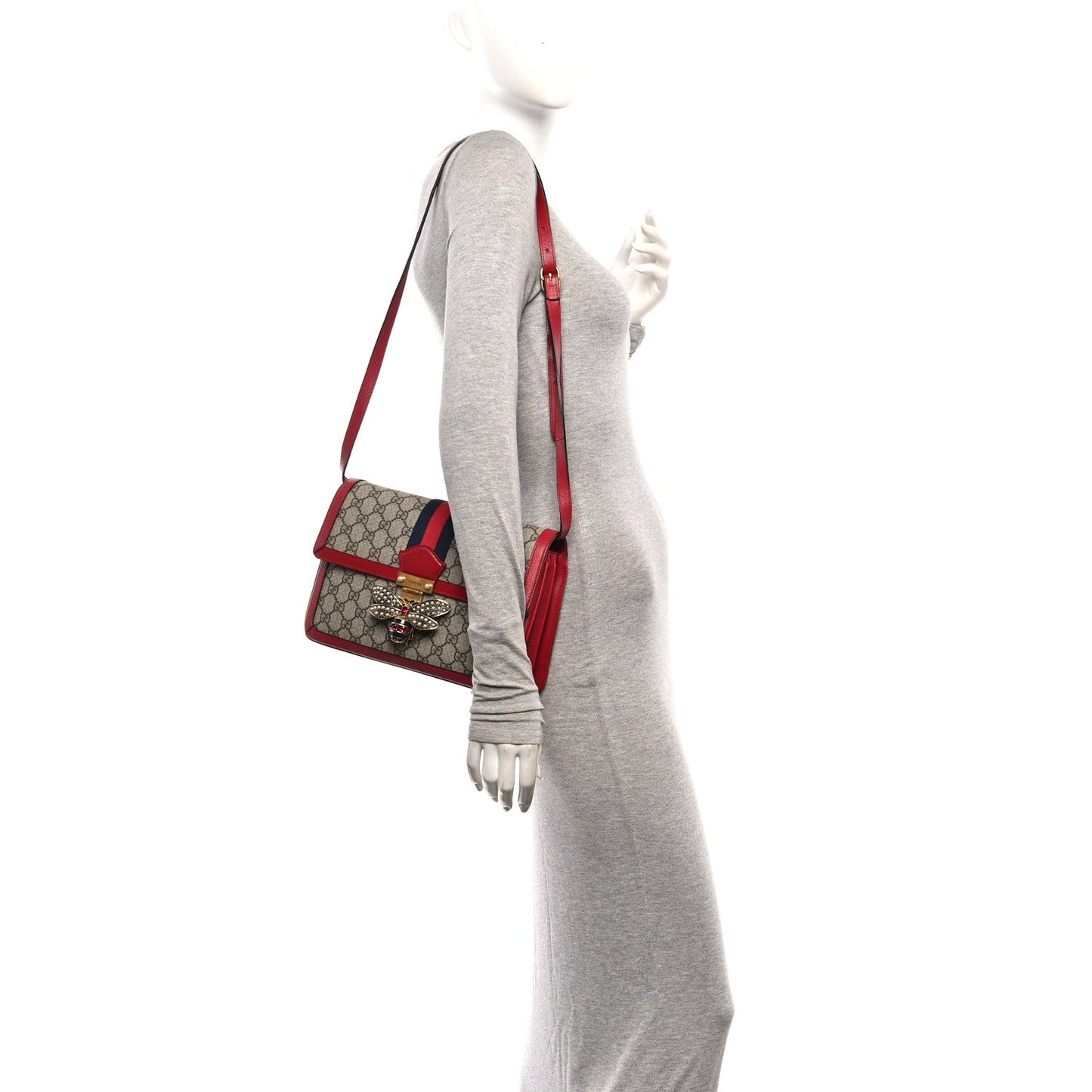 GG Supreme Monogram Medium Queen Margaret Shoulder Bag Red