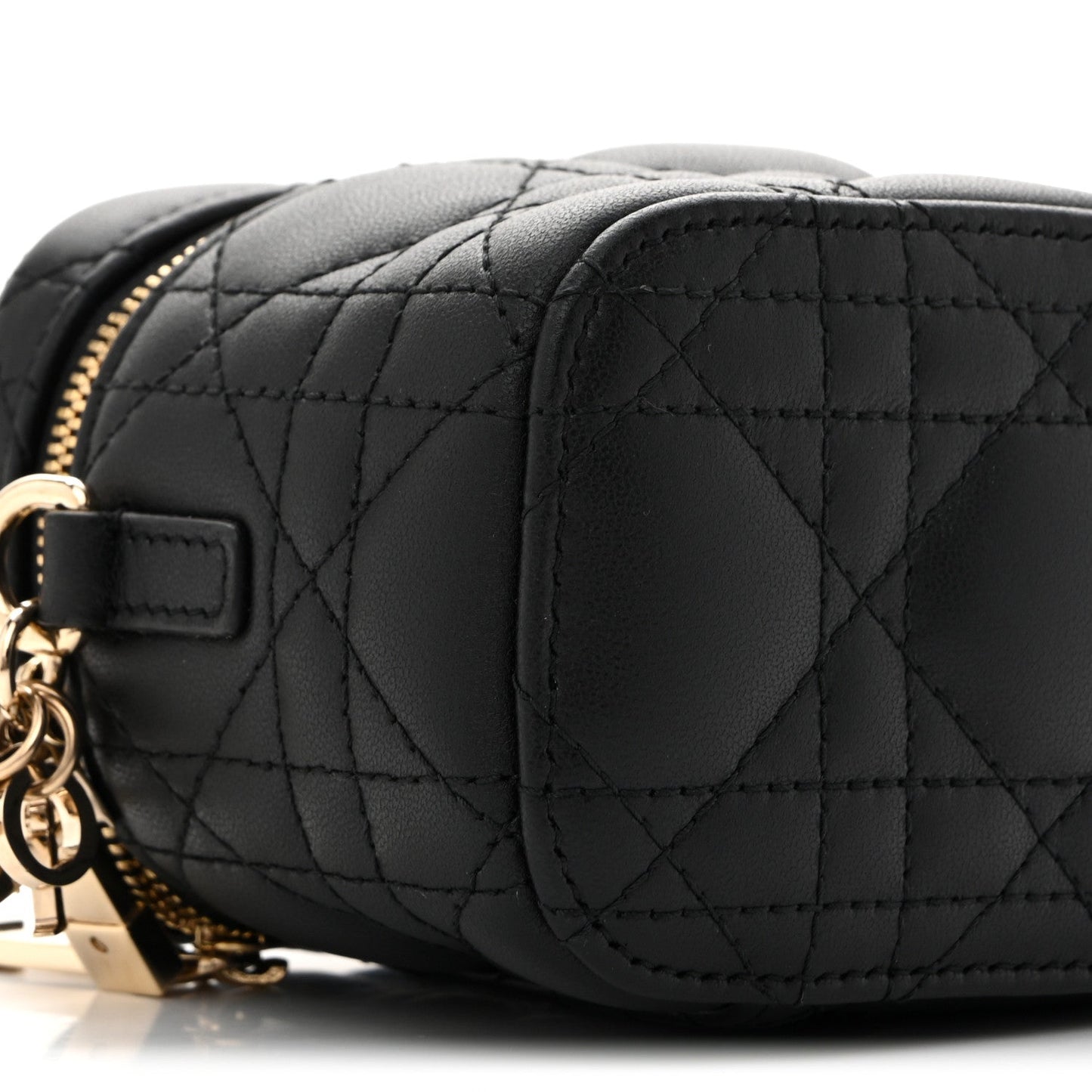 Lambskin Cannage Micro Lady Dior Vanity Case Black