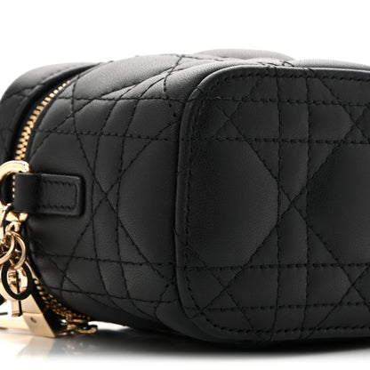 Lambskin Cannage Micro Lady Dior Vanity Case Black