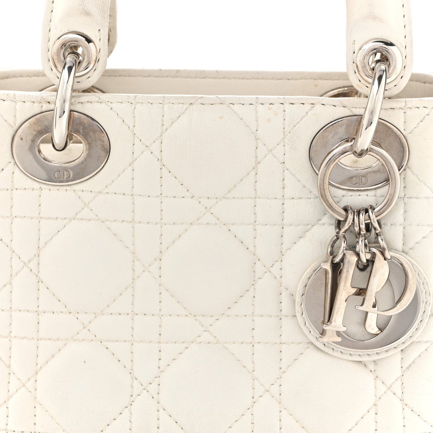 Lambskin Cannage Mini Lady Dior White