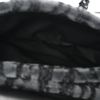 Oblique Mink Fur Saddle Soft Bag Dark Grey