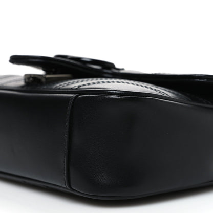 Calfskin Matelasse Monochrome Mini GG Marmont Shoulder Bag Black