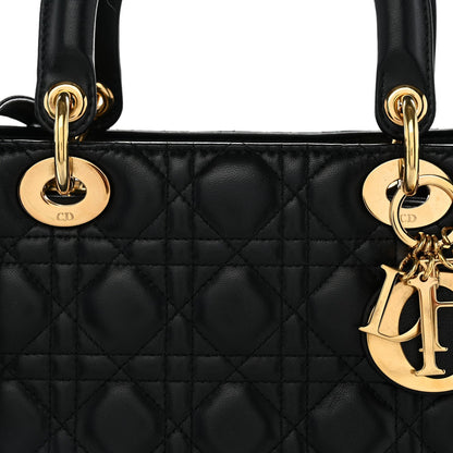 Lambskin Cannage Medium Lady Dior Black