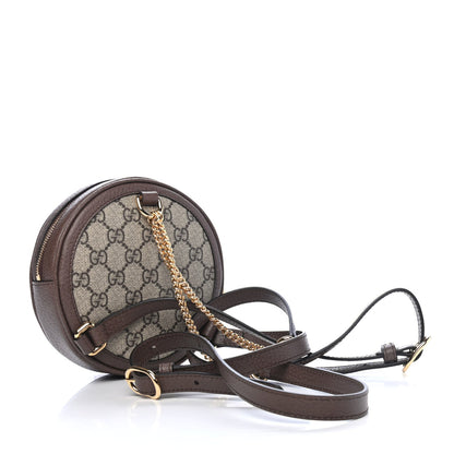 GG Supreme Monogram Web Mini Ophidia Round Backpack Brown