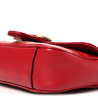 Calfskin Matelasse Mini GG Marmont Shoulder Bag Hibiscus Red