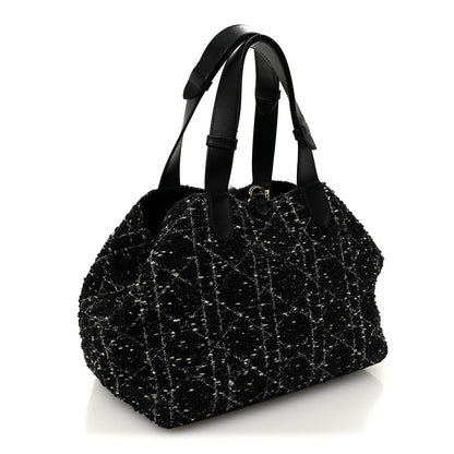 Calfskin Tweed Cannage Medium Toujours Black White