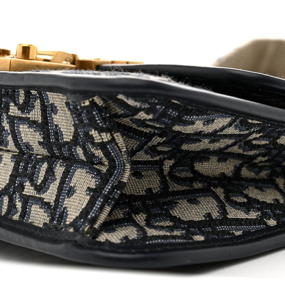 Oblique Small DiorAddict Flap Bag Navy Blue