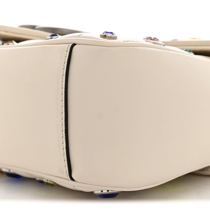 Calfskin Crystal Matelasse Aria Small GG Marmont Shoulder Bag Mystic White Multicolor