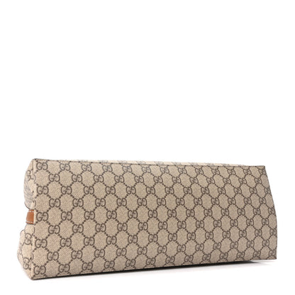 GG Supreme Monogram Emblem Large Tote Bag Beige Dark Brown
