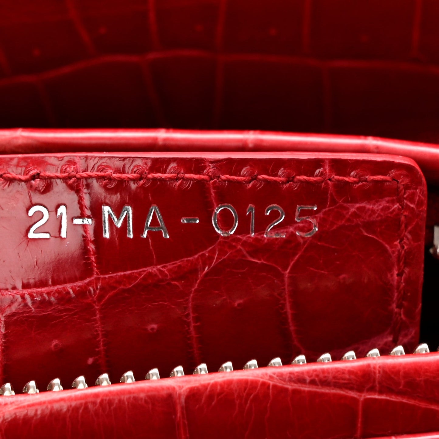 Alligator Medium Lady Dior Red