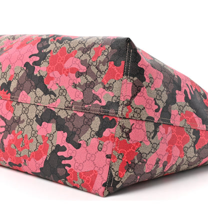 GG Supreme Monogram Camouflage Tote Pink Red