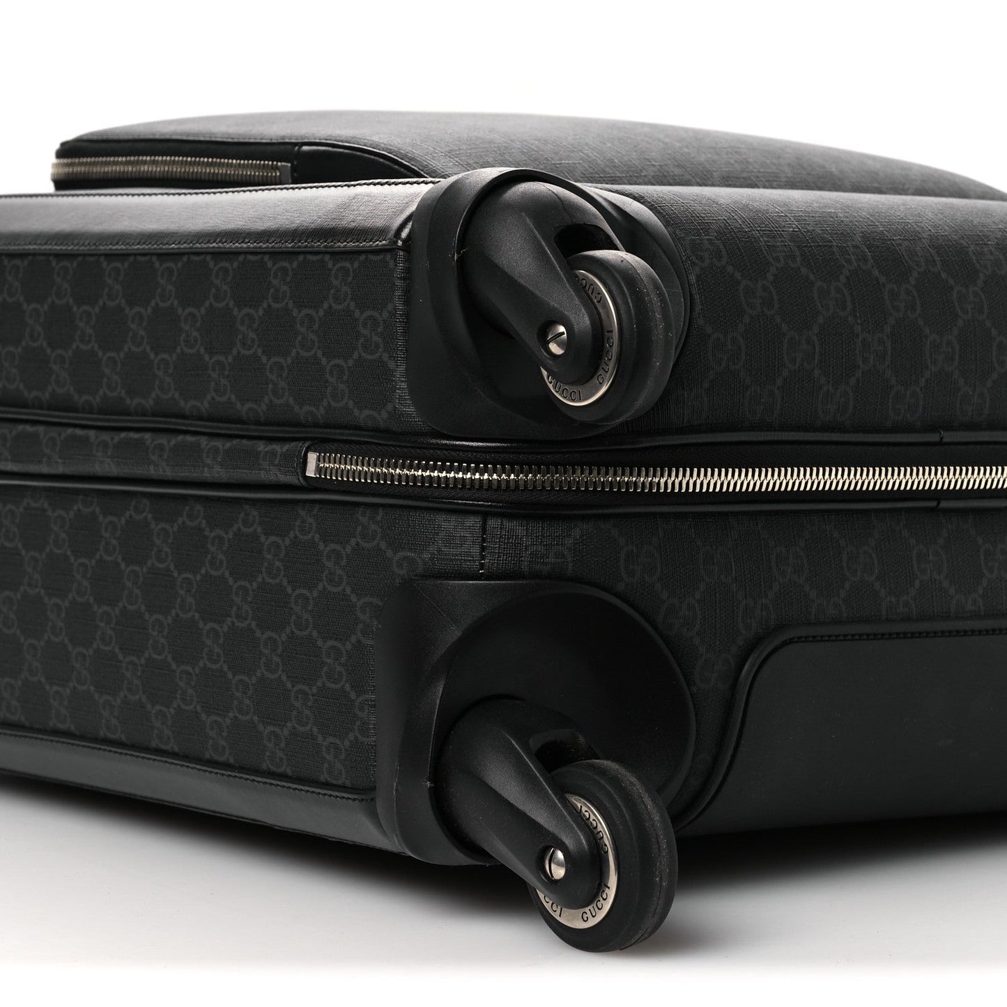 GG Supreme Monogram Four Wheel Suitcase Black Grey