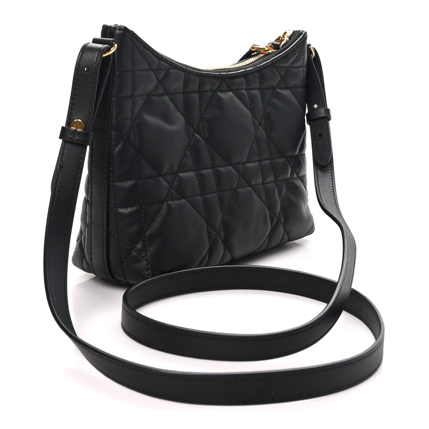 Calfskin Macrocannage Miss Caro Diorling Mini Bag with Chain Black