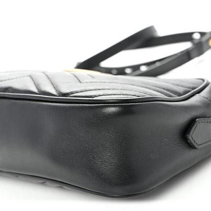 Calfskin Matelasse Small GG Marmont Chain Shoulder Bag Black