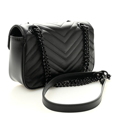 Calfskin Matelasse Monochrome Mini GG Marmont Shoulder Bag Black