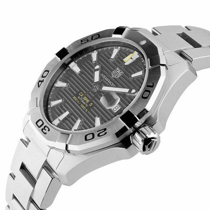 Tag Heuer Aquaracer Automatic Black Dial Silver Steel Strap Watch for Men - WAY2010.BA0927