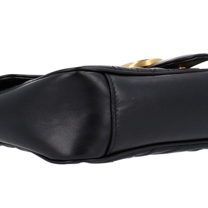 Calfskin Matelasse Small GG Marmont Shoulder Bag Black