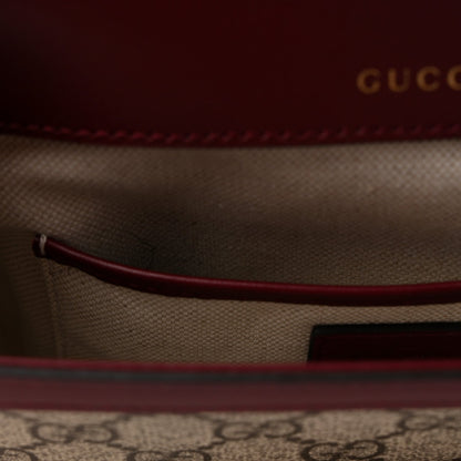 GG Supreme Monogram Horsebit 1955 Soft Small Shoulder Bag Beige Ebony Rosso Ancora