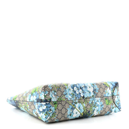 GG Supreme Monogram Blooms Medium Reversible Tote Beige Blue Navy