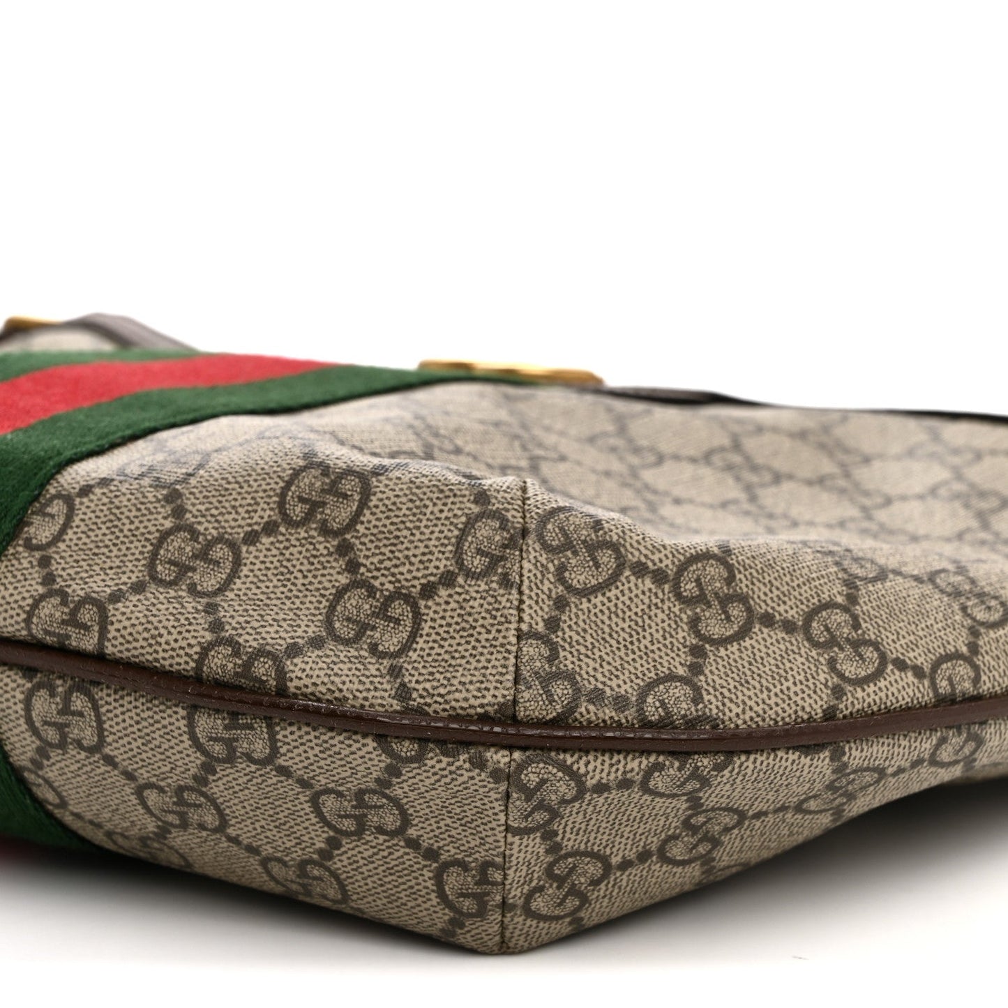 GG Supreme Monogram Web Small Ophidia Half Moon Hobo Brown