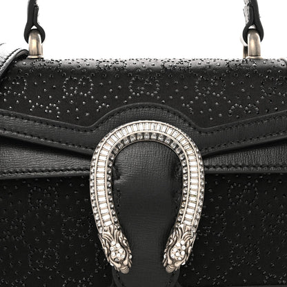 Satin Crystal GG Monogram Mini Dionysus Top Handle Bag Black