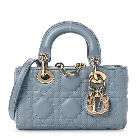 Lambskin Cannage Micro Lady D-Joy Cloud Blue