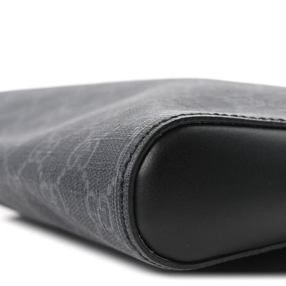 GG Supreme Monogram Appia Calfskin Web Flat Messenger Bag Black Grey