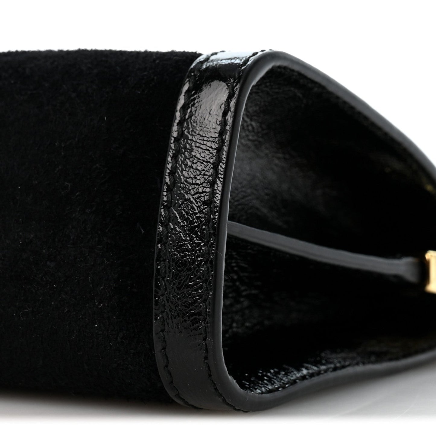 Suede Patent GG Web Small Ophidia Chain Shoulder Bag Black