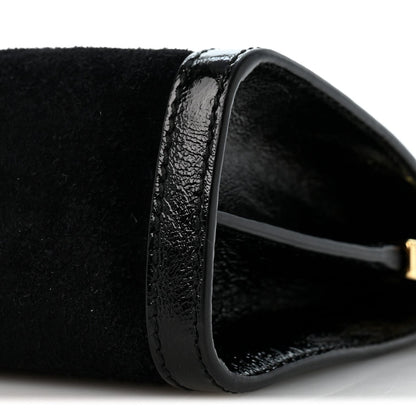 Suede Patent GG Web Small Ophidia Chain Shoulder Bag Black