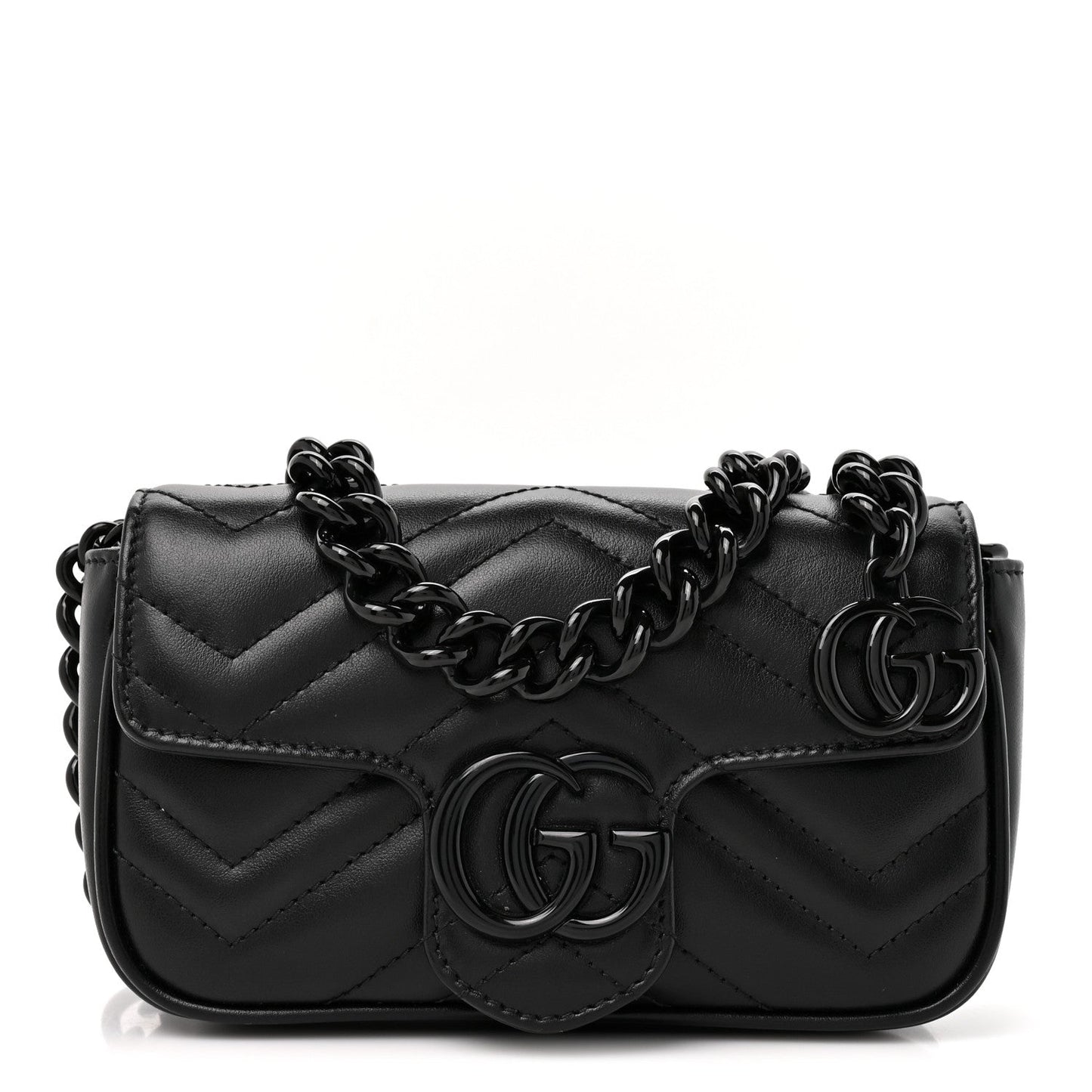 Calfskin Matelasse Monochrome GG Marmont Chain Belt Bag Black