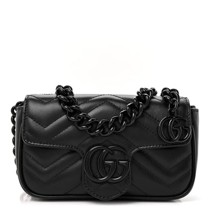 Calfskin Matelasse Monochrome GG Marmont Chain Belt Bag Black