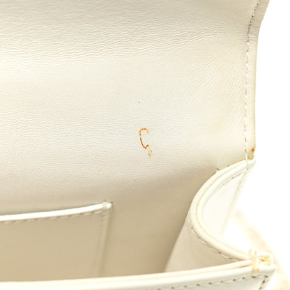Calfskin Printed Mini Diorama Flap Bag White