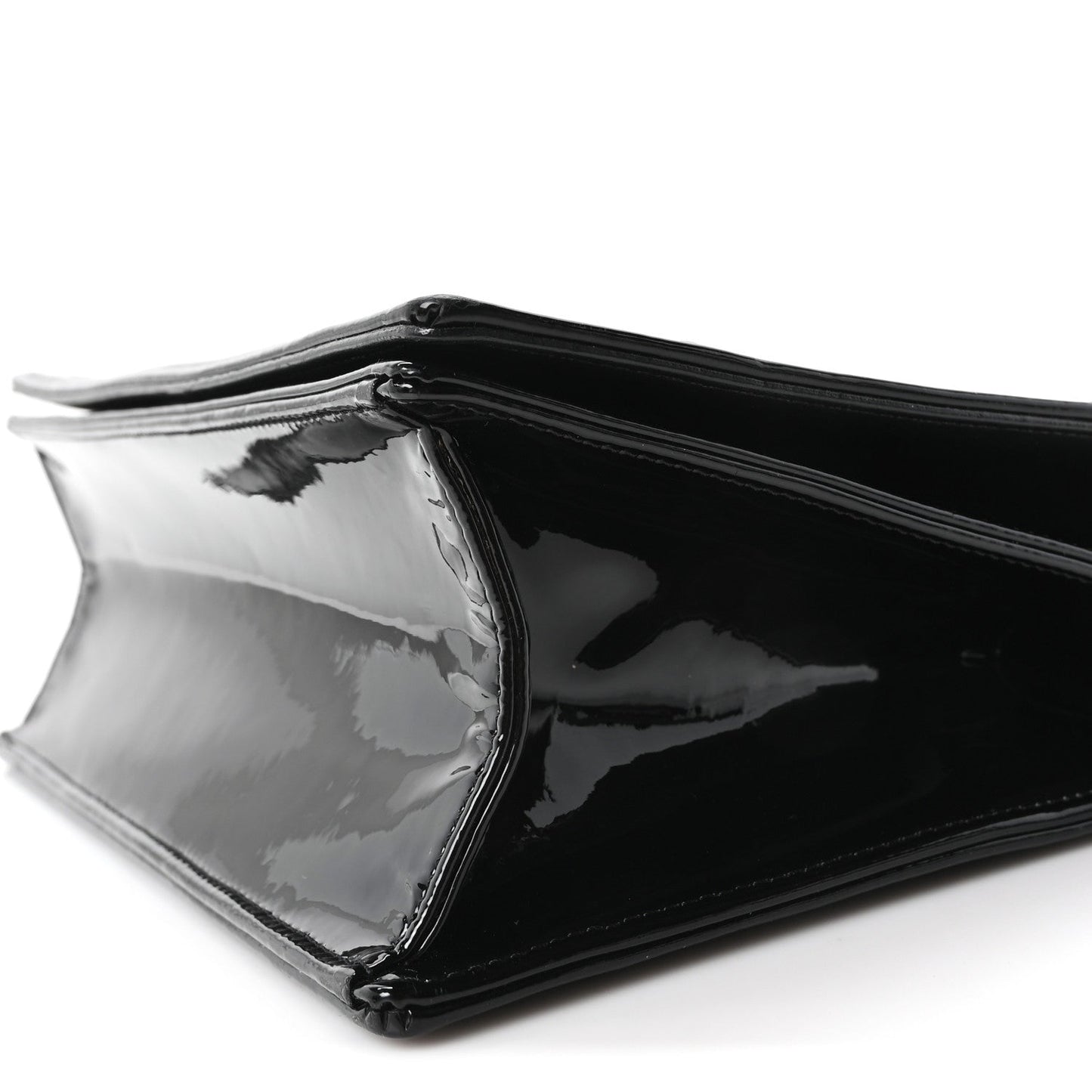 Patent Medium Diorama Flap Bag Black