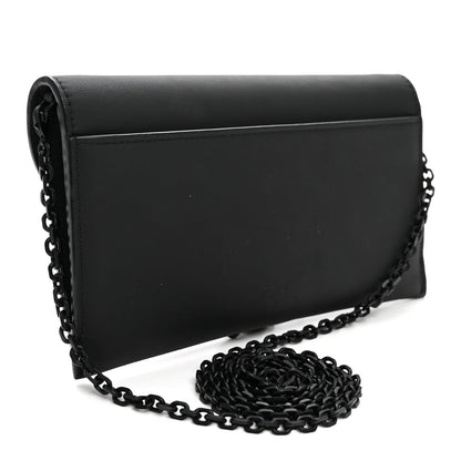 Ultra Matte Calfskin Saddle Chain Wallet Pouch Black