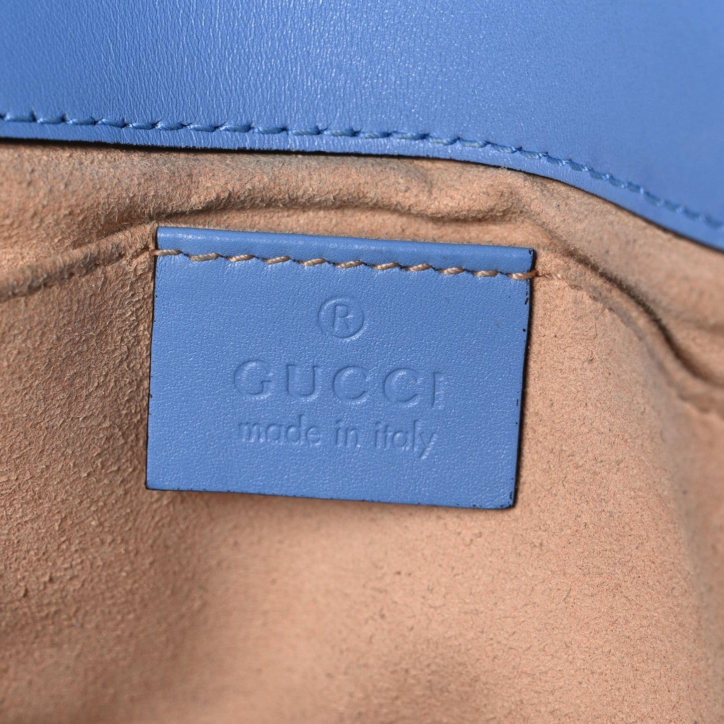 Calfskin Matelasse Mini GG Marmont Shoulder Bag Clear Sky Blue