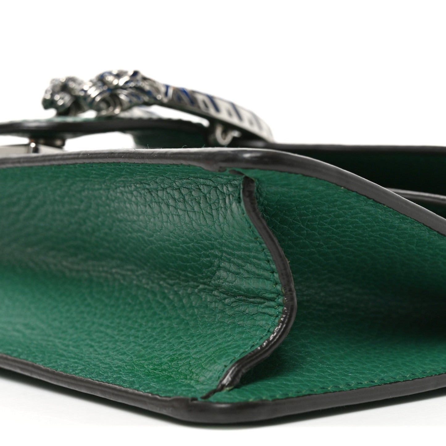 Dollar Calfskin Enamel Small Dionysus Shoulder Bag Emerald Electric Blue