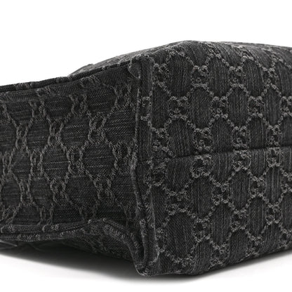 Denim Ophidia GG Monogram Tote Medium Black Grey