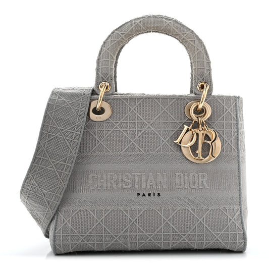 Canvas Embroidered Cannage Medium Lady D-Lite Gray