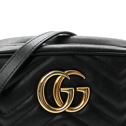Calfskin Matelasse Small GG Marmont Chain Shoulder Bag Black
