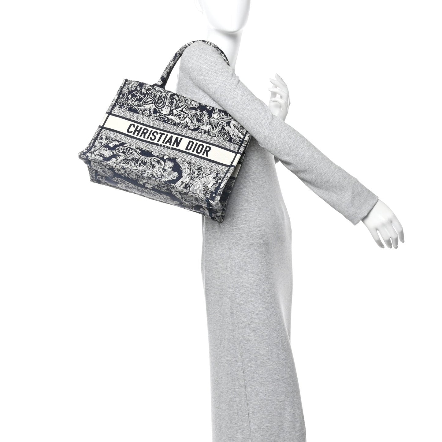Canvas Embroidered Medium Dioriviera Toile De Jouy Book Tote Blue