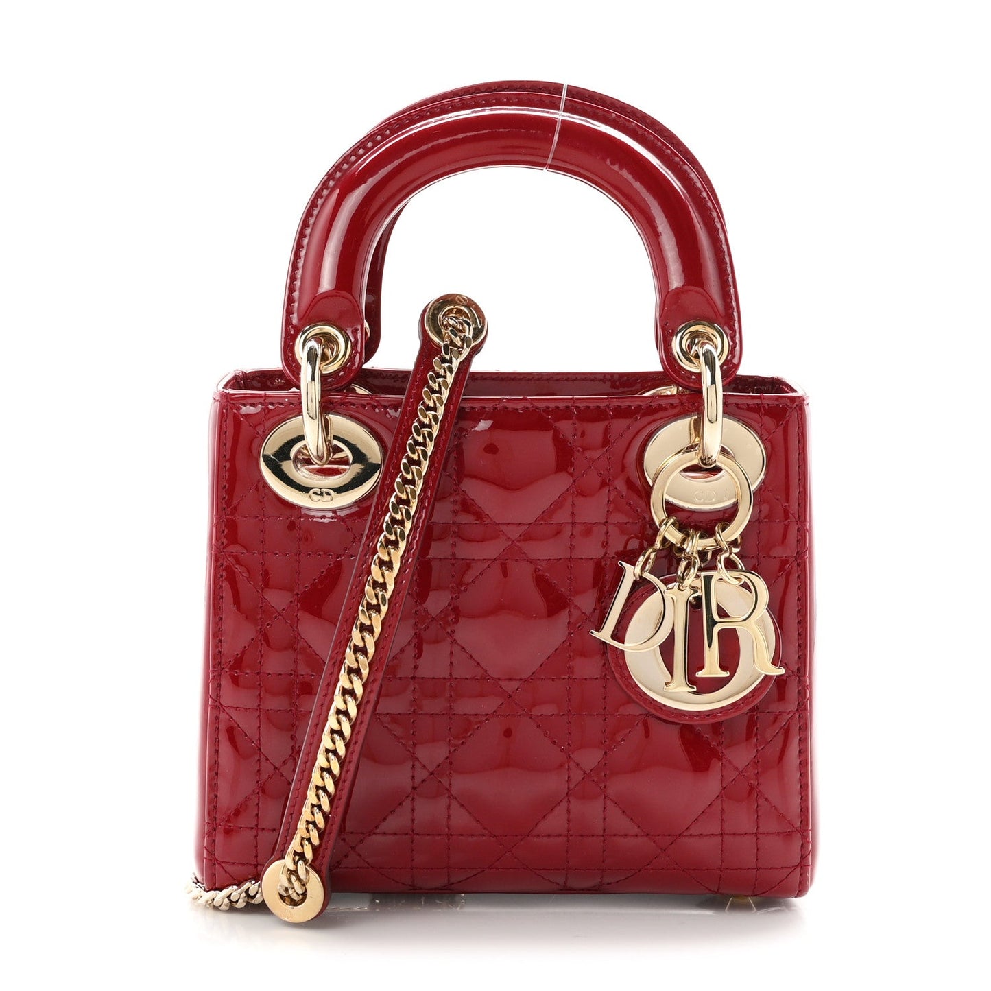Patent Cannage Mini Lady Dior Red