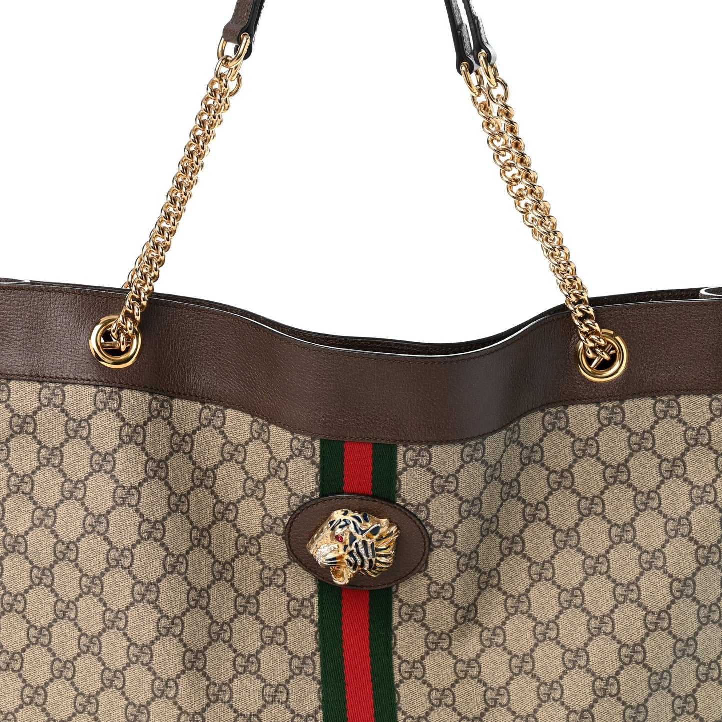 GG Supreme Monogram Large Rajah Chain Tote Beige New Acero