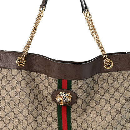 GG Supreme Monogram Large Rajah Chain Tote Beige New Acero