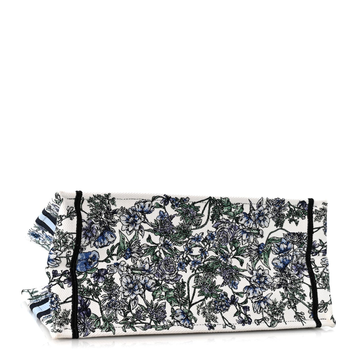 Canvas Embroidered Medium Flowers Book Tote Blue